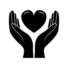 Obraz premium Hands Holding Heart Icon – Love and Care Symbol in Vector PNG