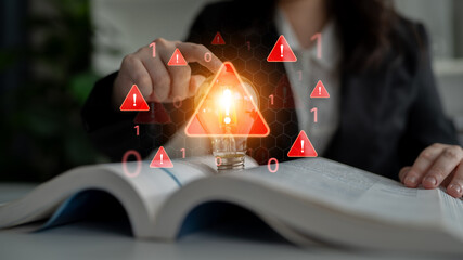 Concept of a critical security warning and system error. This alert signifies a significant...