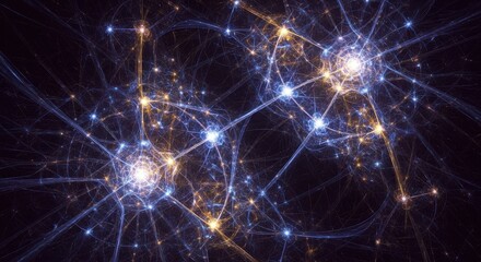 Complex network illustration symbolizing connectivity innovation and technology