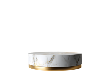 Elegant marble and gold pedestal isolated on transparent background