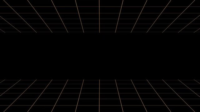 Retro style grid perspective on black background