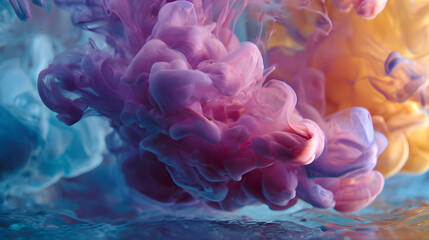 Obraz premium Dynamic Ink Diffusion in Water with Pink and Blue Hues