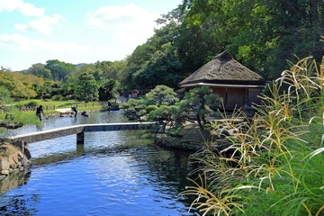 Naklejka premium Okayama Korakuen, a restored 18th century gardens in Kita Ward, Okayama, Japan