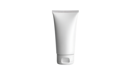 Matte white cosmetic squeeze tube with flip top cap isolated on a transparent background cosmetic tube
