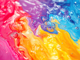 A Dreamy Marbled Effect as Holi Colors Blend and Swirl in Water