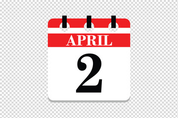 2 April Calendar icon vector, 2 dates of April month calendar icon, dates of April 2 icon calendar, vector calendar icon. © ROKETonline