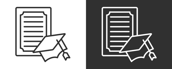 Certificate Icon Set Vector Collection Isolated In Black And White