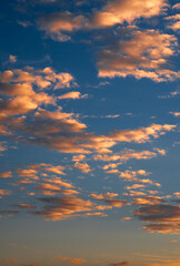 Sky's Canvas: Witness the mesmerizing blend of hues painted across the sky, with the sun's tender touch. The vast expanse filled with shades of blue, interspersed with touches of soft gold.