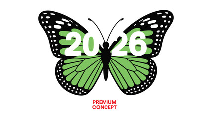 2026 metamorphosis a silhouette of person stands embraced by butterfly wings symbolizing transformation personal growth change and future opportunities, ideal for motivational posters branding.