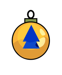 Icons of christmas baulbles design. a yellow decoration  christmas tree ball. Vector illustration.