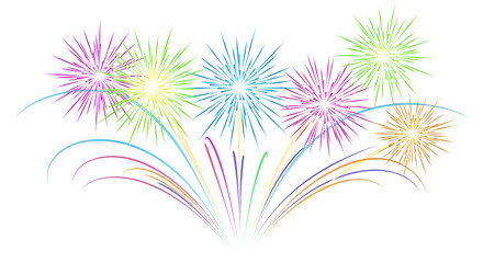 Colorful Fireworks Display Brightly Lighting Up Night Sky for Celebration