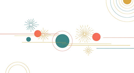 Abstract Fireworks Pattern in Soft Pastel Colors on White Background