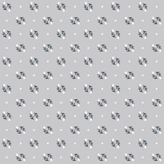 グレーのモノトーン花柄パターン
