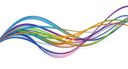 Colorful Abstract Wave Pattern with Vibrant Lines on White Background