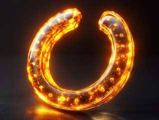 Dreamlike Floating Golden Horseshoe with Soft Radiance