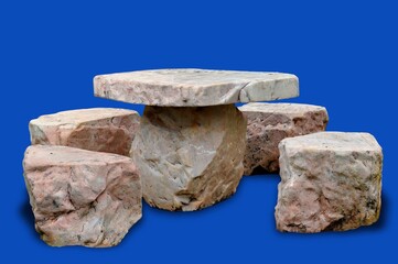natural stone isolated on blue background