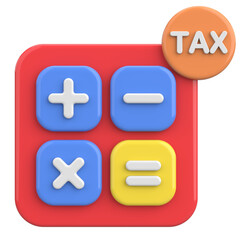 3D Tax Icon Illustration with Calculator and Finance Elements.