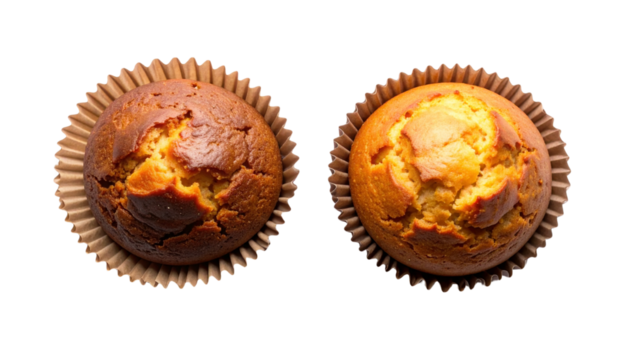 Artisan Baked Muffin Pair with Brown Cup Liners – isolated on transparent background