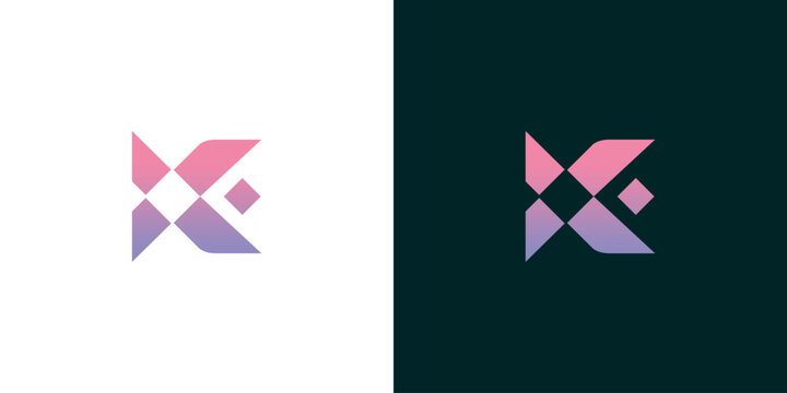 Geometric abstract letter K logo design, modern minimalist emblem, creative brand identity, artistic logo mark, premium corporate symbol