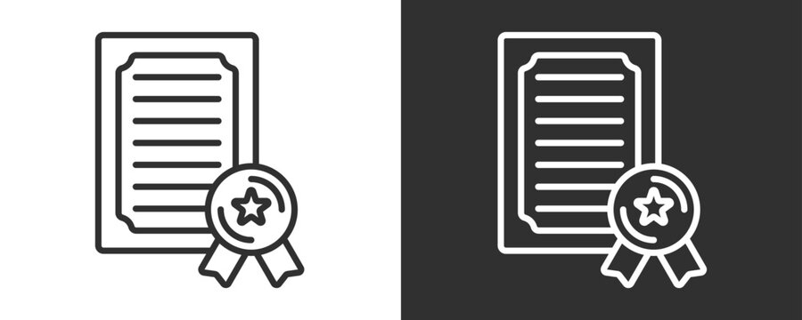Certificate Icon Set Vector Collection Isolated In Black And White