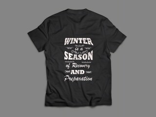 Black t shirt with winter season typography design