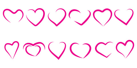 
Hand drawn hearts collection. Heart doodles set.