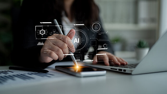 AI interface showing how artificial intelligence powers systems. AI Artificial intelligence transforms data, enables automation, and AI artificial intelligence drives innovation. Latch