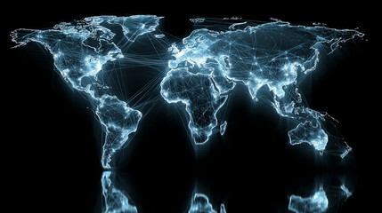 Blue neon global connection digital communication