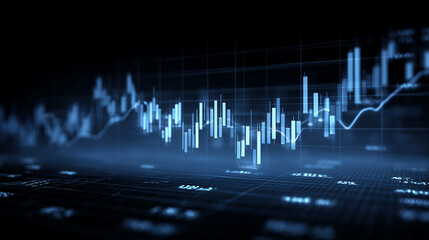 Market trend graph with neon blue analytics design