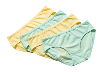 Three pairs of women s cotton underwear isolated on transparent background