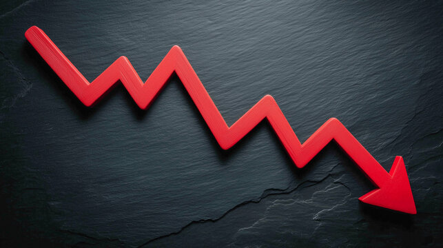 Economic downturn decline arrow on dark background