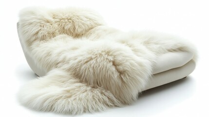 A luxurious plush white chair covered in soft, fluffy fur. Perfect for creating a cozy and inviting atmosphere. Ideal for interior design, home decor, and lifestyle photography.