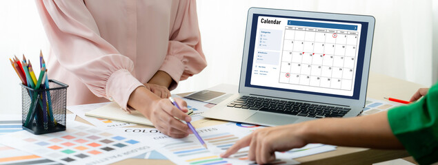 Calendar on computer software application for brisk schedule planning for personal organizer and...