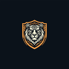 Obraz premium Tiger shield logo template vector illustration design
