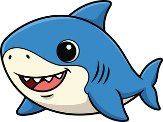 Smiling Blue Baby Shark Vector Illustration Isolated Graphic