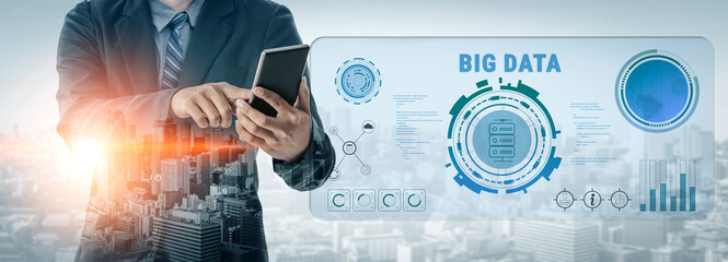 Big Data analytics technology for business intelligence and insights. A concept of processing and...