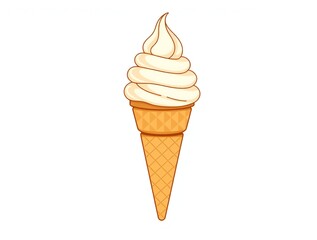 Classic vanilla soft serve ice cream cone illustration