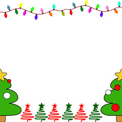 Christmas tree frame border design illustration with holly leaf and floral ornament vector art