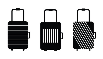 Suitcase outlined and solid icon vector collection. vector illustration of a suitcase