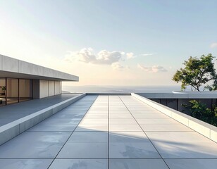 Fototapeta premium Minimalist Flat Roof Design With Clean Modern Geometry