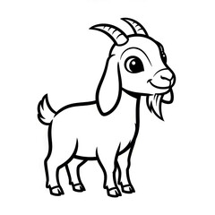 Cute goat animal cartoon line drawing isolated on white vector