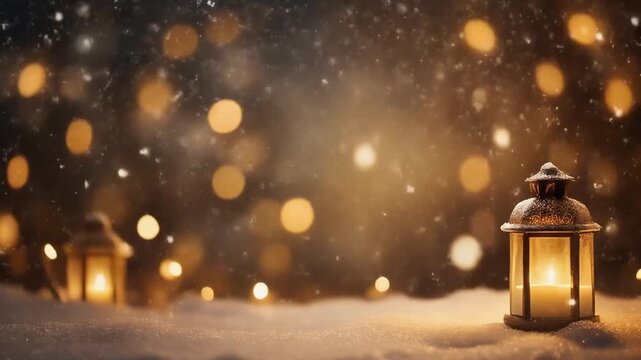 golden christmas lights, sprinkles and lantern for a holiday celebration like christmas or new year. shiny golden lights. wallpaper background for ads or gifts wrap and web design