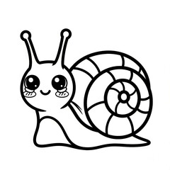 Simple snail cute face drawing kawaii style nature animal