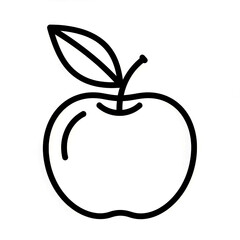 Apple with leaf fruit healthy snack natural simple drawing