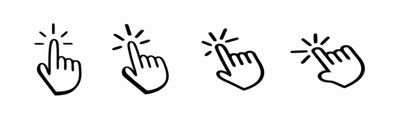 Click hand cursor icon set
