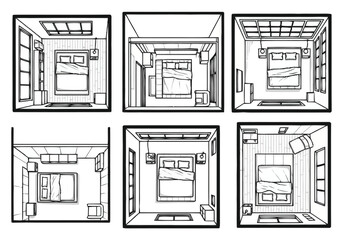 Diverse Bedroom Floor Plan Layouts and Interior Design Options furniture icons interior design architecture