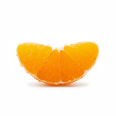 Single, peeled navel orange segment, glistening with juice, clean focus, professional food photography, pure white background. Created using generative AI tools