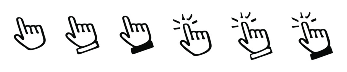 Hand cursor icon set
