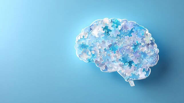Transparent Glass Puzzle Brain Concept for Logic and Problem Solving