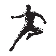 vector silhouette of a young man in action